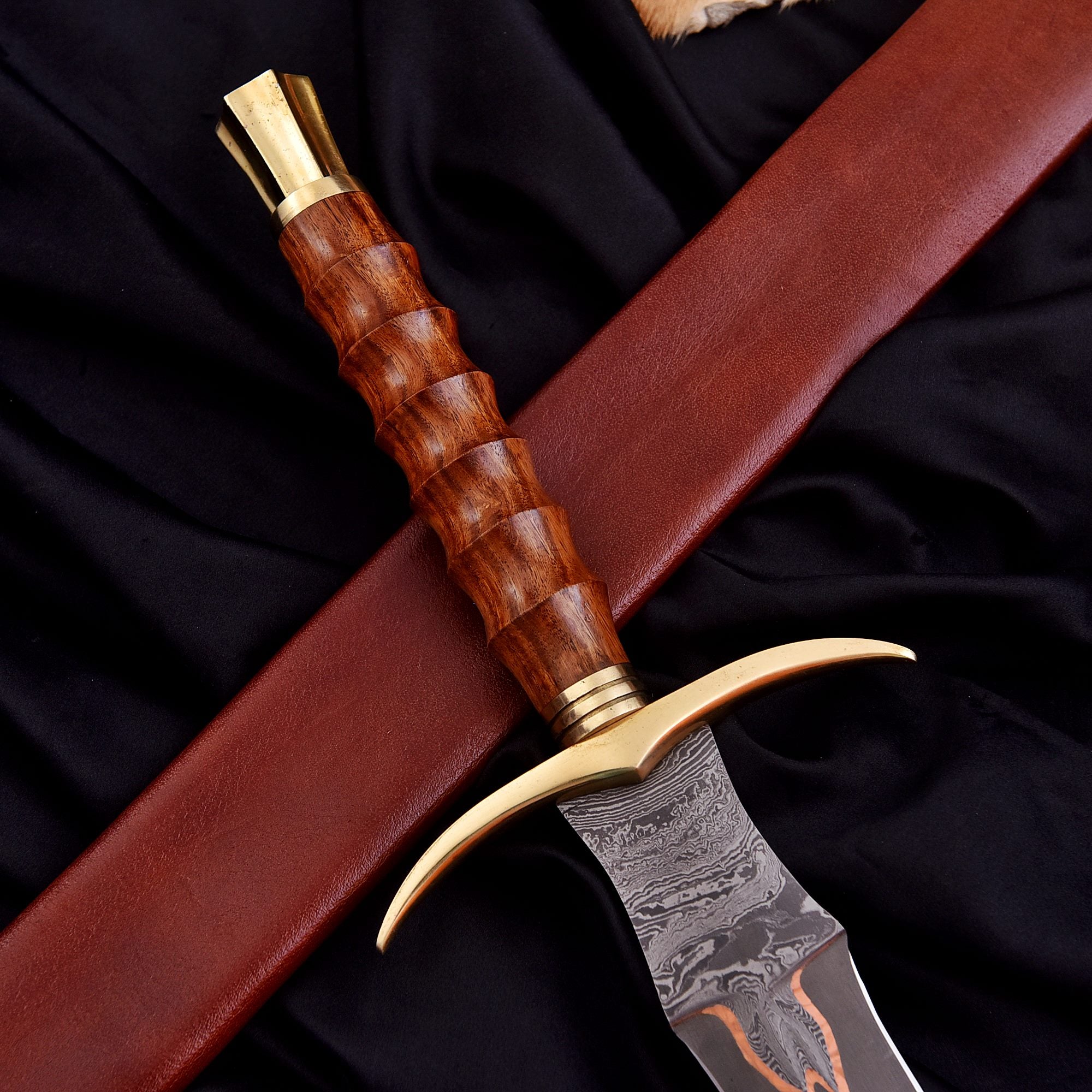 Handmade Custom Copper Damascus Real Viking Style Sword QC-310