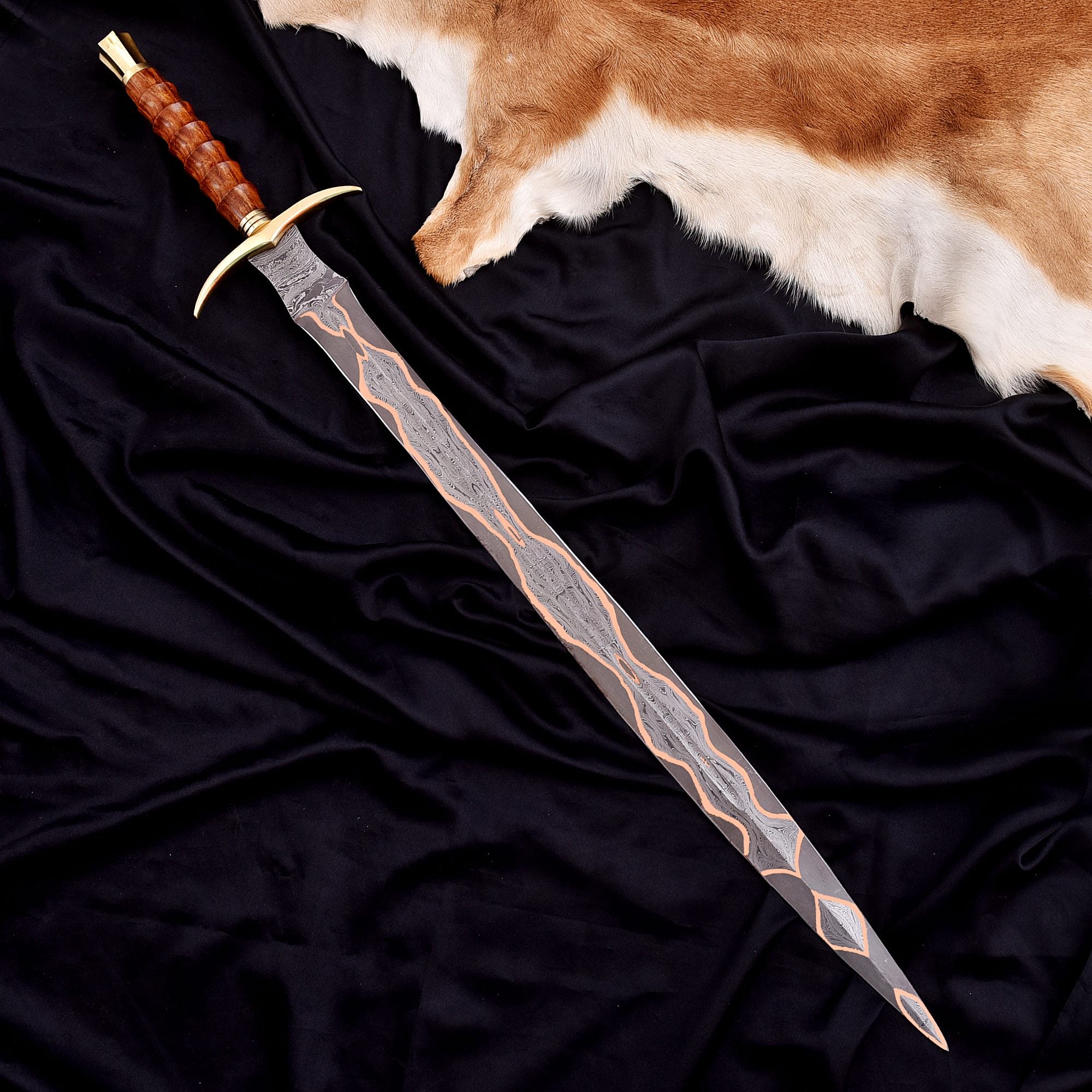 Handmade Custom Copper Damascus Real Viking Style Sword QC-310