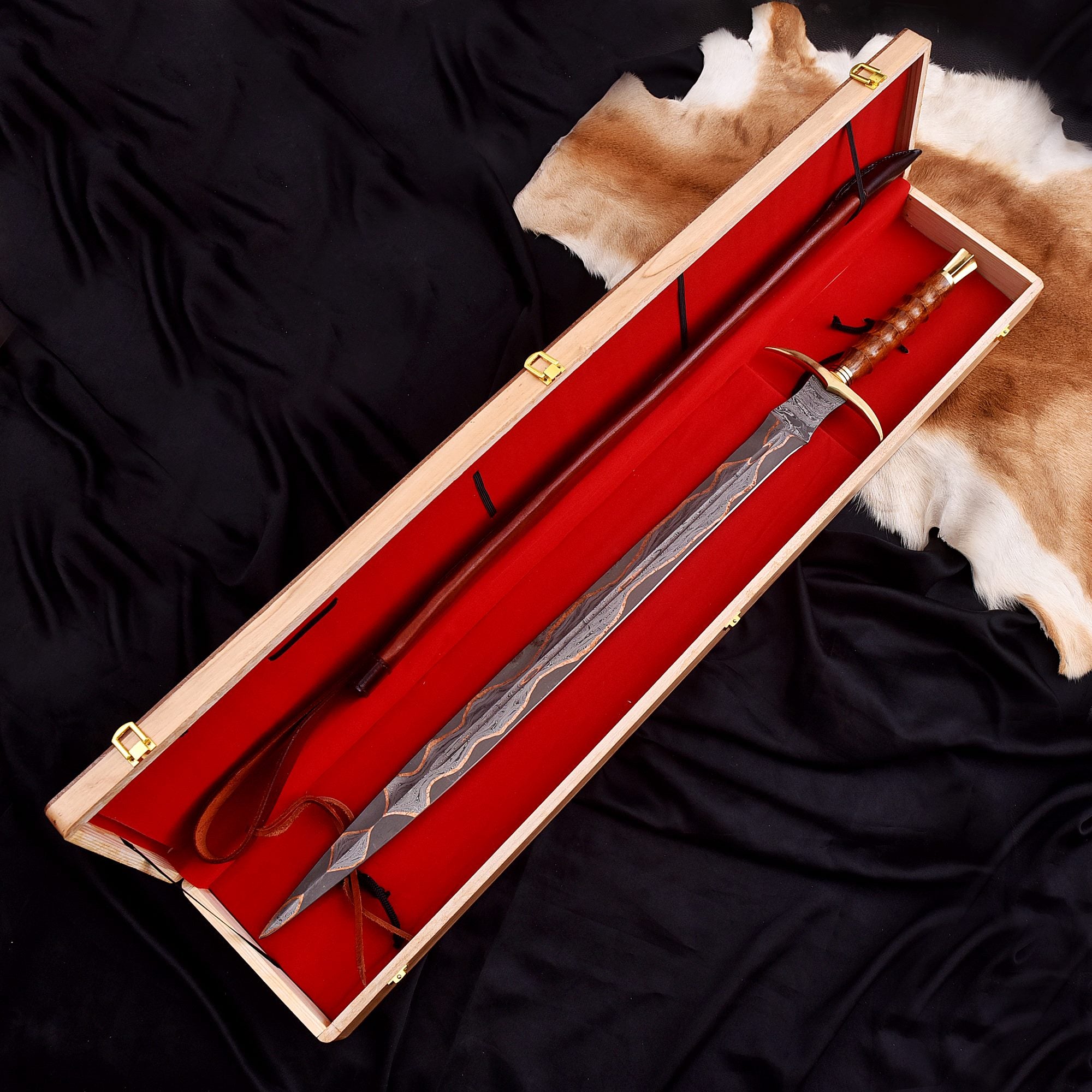 Handmade Custom Copper Damascus Real Viking Style Sword QC-310