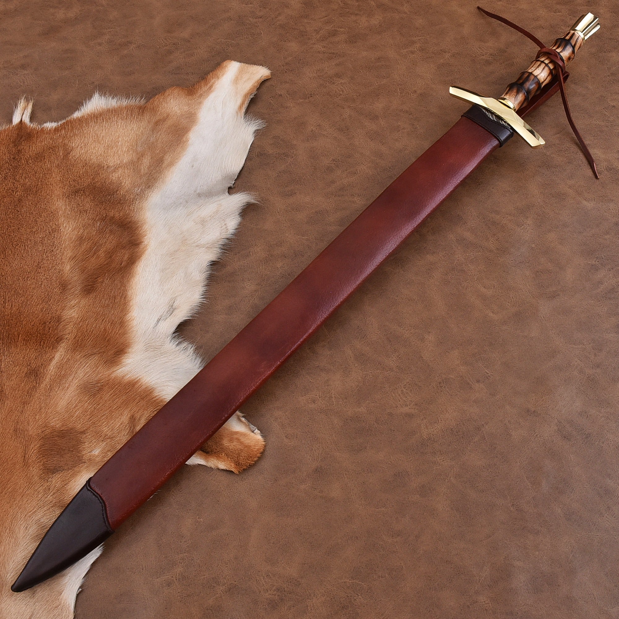 Handmade Custom Copper Damascus Real Viking Style Sword with free wooden box QC-329