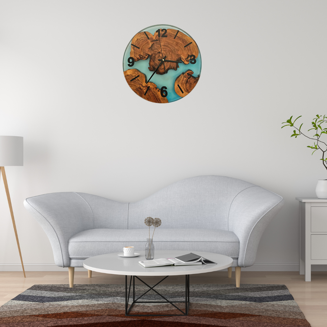 Handmade Wall clock Resin wood