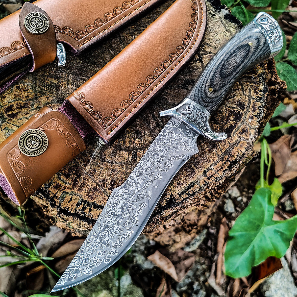 Custom Hand Forged Damascus Steel Hunting Knife EDC-Fixed blade knife