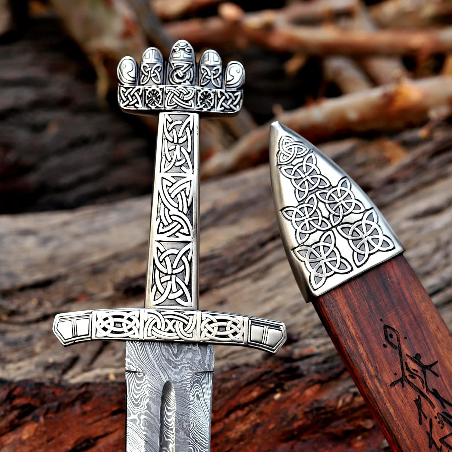 Handmade Damascus Steel Real Viking Style Sword |