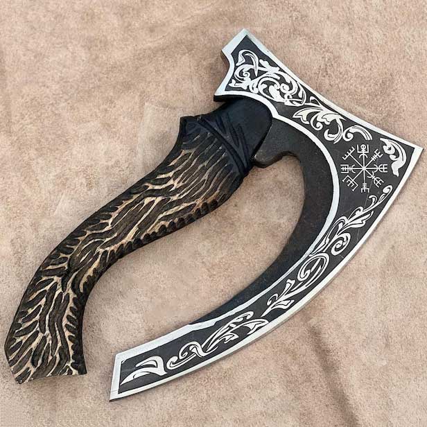 Viking Vegvisir Pizza Axe Best Viking Pizza Cutter Axe | Annversary Gift, Birthday Gitft, Christmas Gift