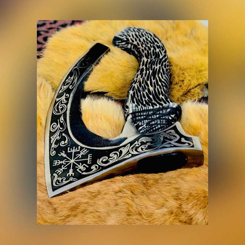 Viking Vegvisir Pizza Axe Best Viking Pizza Cutter Axe | Annversary Gift, Birthday Gitft, Christmas Gift