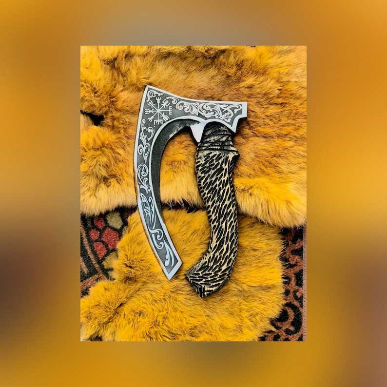 Viking Vegvisir Pizza Axe Best Viking Pizza Cutter Axe | Annversary Gift, Birthday Gitft, Christmas Gift