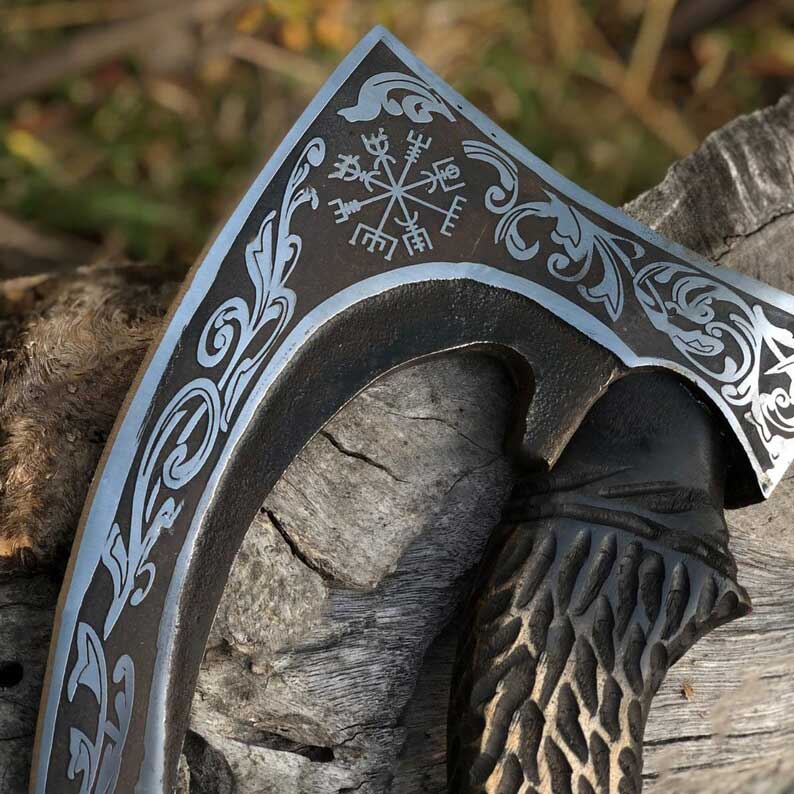 Viking Vegvisir Pizza Axe Best Viking Pizza Cutter Axe | Annversary Gift, Birthday Gitft, Christmas Gift