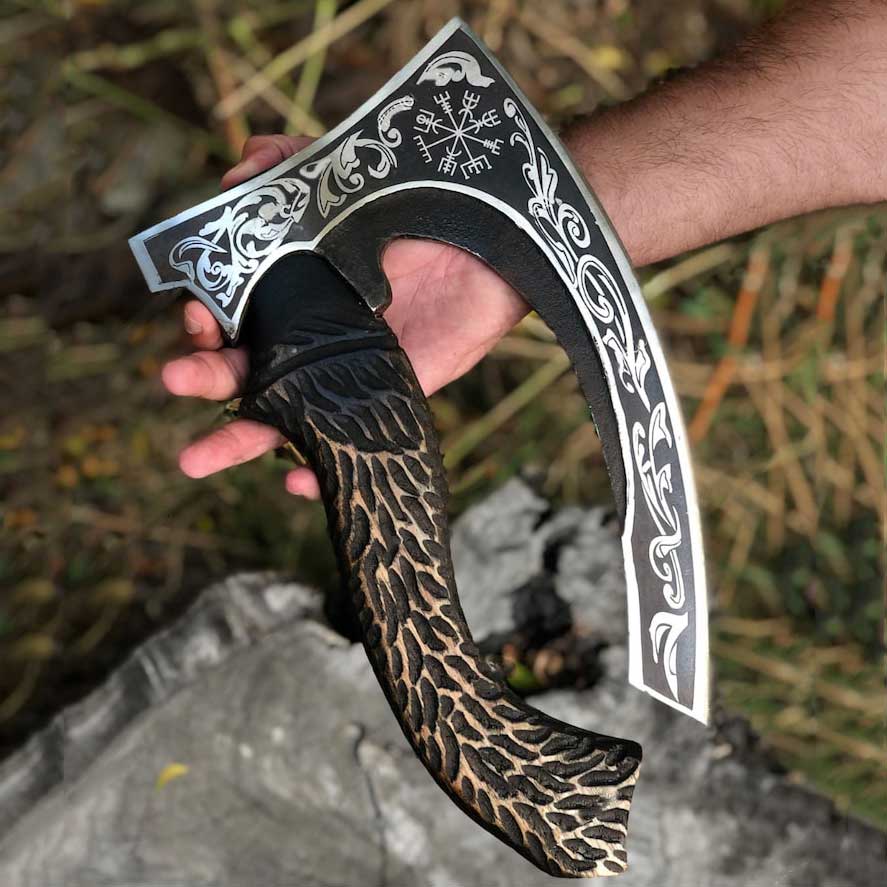 Viking Vegvisir Pizza Axe Best Viking Pizza Cutter Axe | Annversary Gift, Birthday Gitft, Christmas Gift