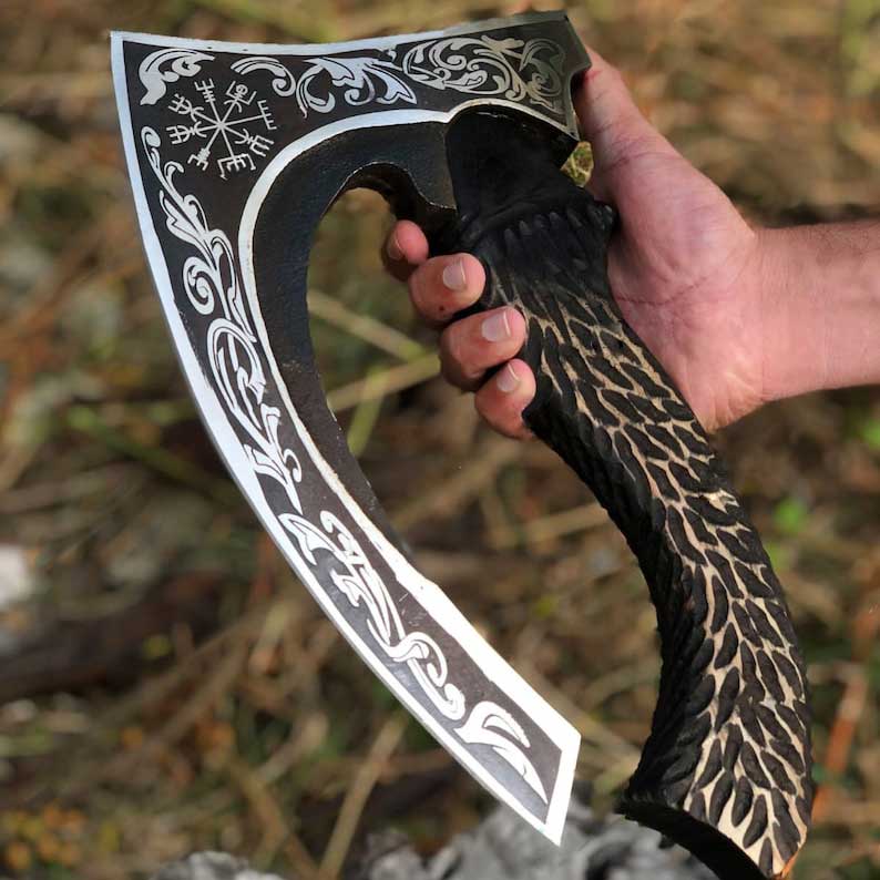 Viking Vegvisir Pizza Axe Best Viking Pizza Cutter Axe | Annversary Gift, Birthday Gitft, Christmas Gift