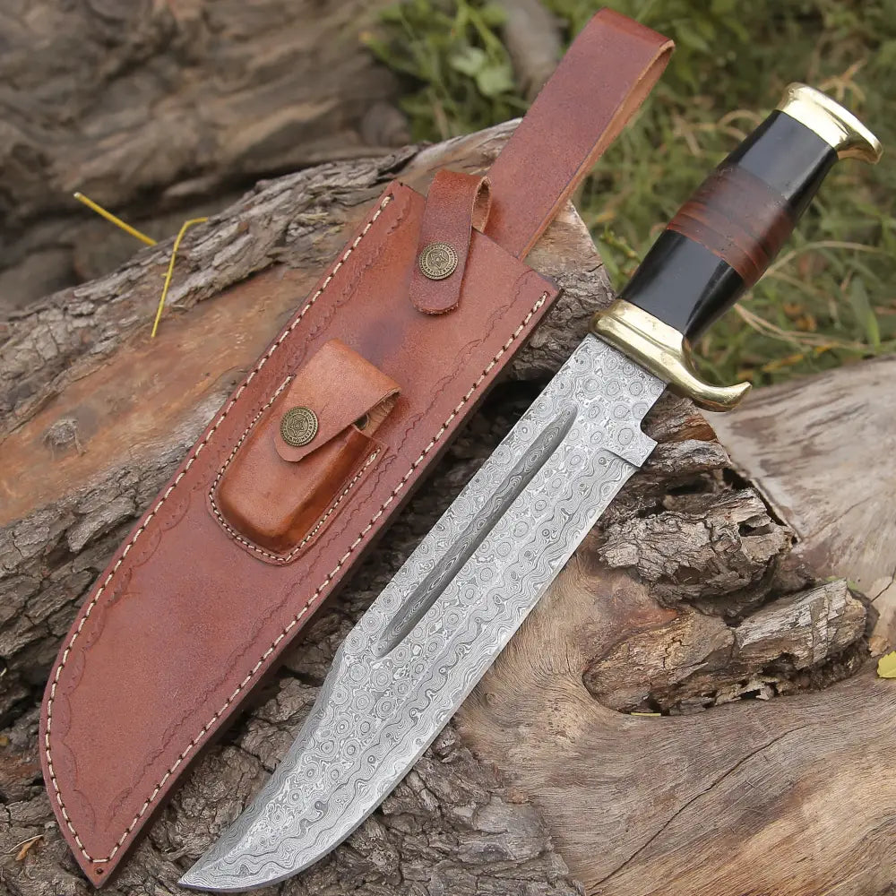 HANDMADE FORGED DAMASCUS Steel Bowie Hunting Knife EDC - 15” Survival WH 4408-RA