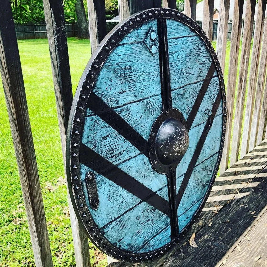 Lagertha Shieldmaiden Plank Blue Viking Shield, 24"