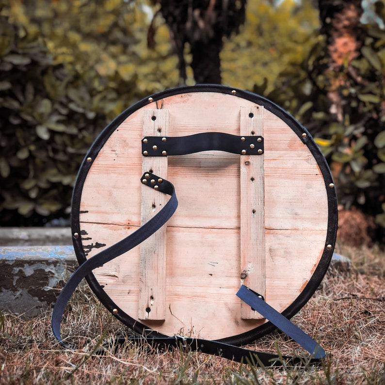 Viking Shield Wooden Carving Medieval Round Cosplay Shield 24" Armor Wall Decor