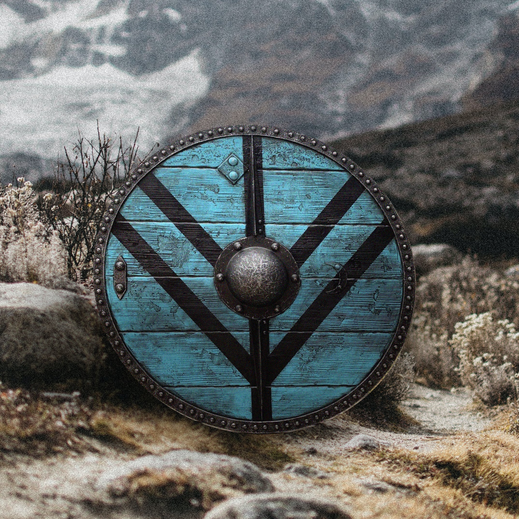 Lagertha Shieldmaiden Plank Blue Viking Shield, 24"